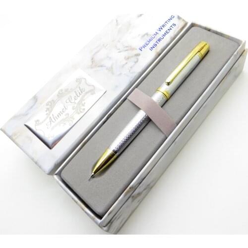 Wings Marble V305 Gold Chrome Herringbone Versatil, Tip Pen | İsme Special Pen | Gift Pen