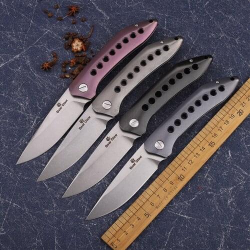 Bear Claw FIying Shark Folding S35VN Blade Full Titanium Handle Outdoor Camping Hunting Survival Pocket Fruit Knife EDC Tool