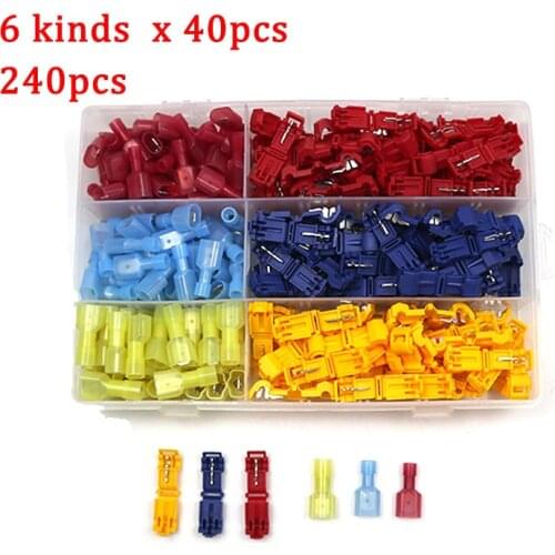 T-Tap Wire Connectors Insulated Butt Male Quick Disconnect Spade Terminals Self-Stripping Quick Electrical Splice Wire Terminals