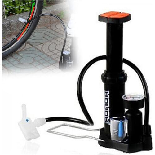 Bicycle Accessories Mini Portable Bike Pump Foot Activated Tyre Inflator with Pressure Gauge Presta/Schrader Valave