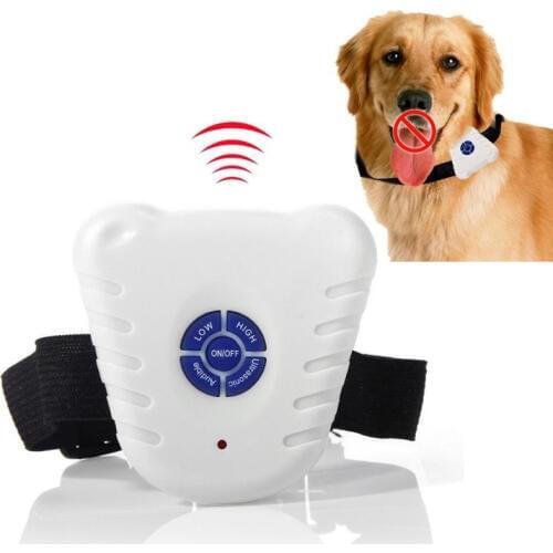 Waterproof Dog Stop Barking Control Collar Training Device Button Clicker Adjustable Ultrasonic Dog Anti Bark Collar