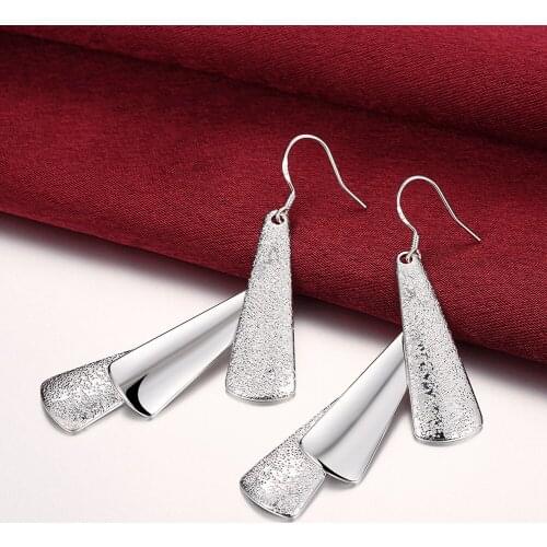 High quality Retro Jewelry 925 Sterling Silver earring for Woman Fashion geometry long earings party Gifts