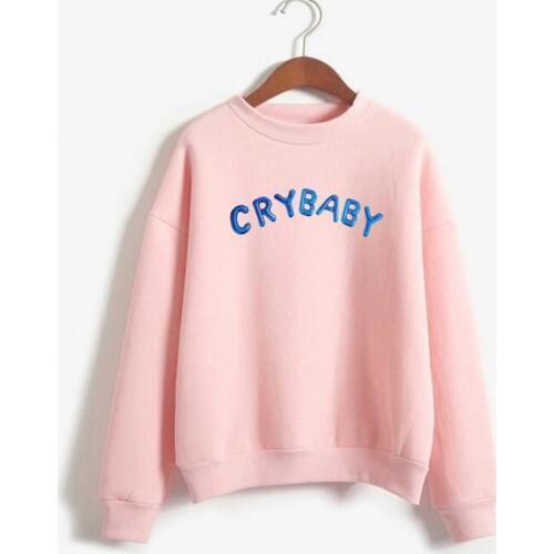 Female Long Sleeve Pullovers Warm Coats Harajuku Streetwear Womens Sweatshirt Cry Baby Hoodie Women Funny Kawaii Pink Sweatshirt