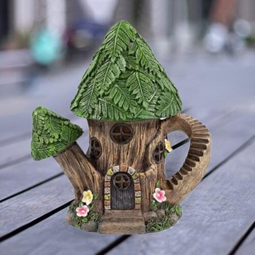 1pc 20.5*16*15cm Mini Mushroom House Solar Light Resin Outdoor Garden Solar Power Light Yard Fairy Lamp Decor Outdoor Light