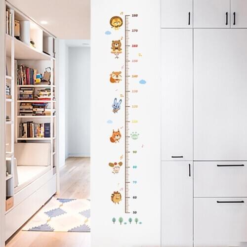1PC Funny Cartoon Animal Music Child Growth Height Ruler Wall Sticker For Kids Room Bedroom Height Meter Stickers Room Decor
