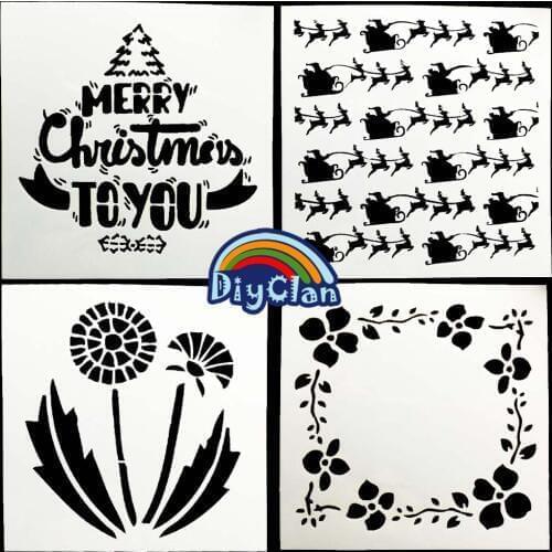 13x13cm flower lace style Cake Stencil Totems Fondant Cake Template Decorating Tools Christmas carriage Cake Mold