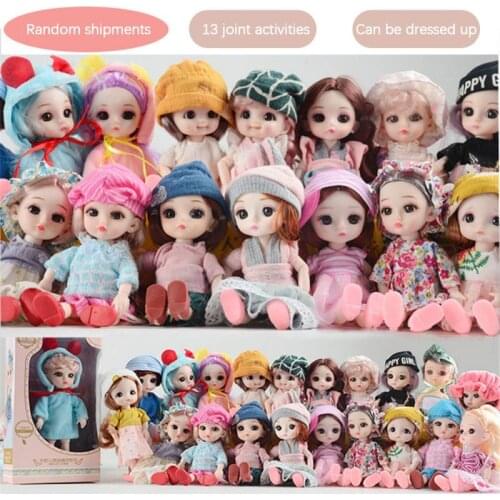 16CM Children Mini Cute Princess Vinyl Doll Girl Toy Fun Without/with Cap DIY Dress Up Doll For Girls Toy And Gift Random Style