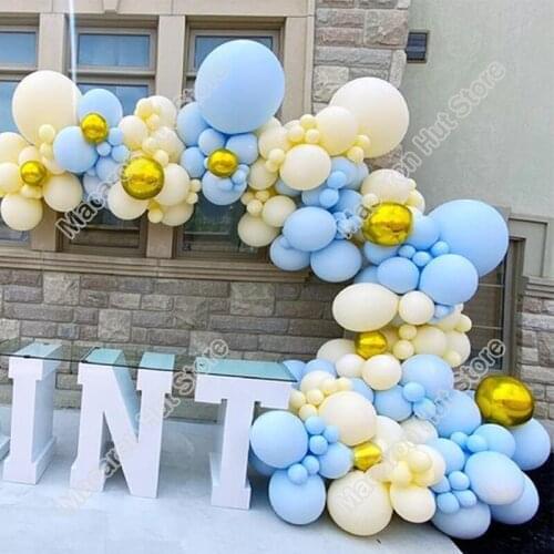 164pcs Macaron Yellow Wedding Party Background Baby Shower DIY Supplies Event 4D Gold Decoration Birthday Balloon Garland Kits