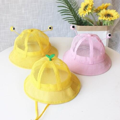 2021 New Summer Kids Bucket Hat Grid Breathable Children Fisherman Caps Outdoor Travel Beach Sun Hats For Girls and Boys