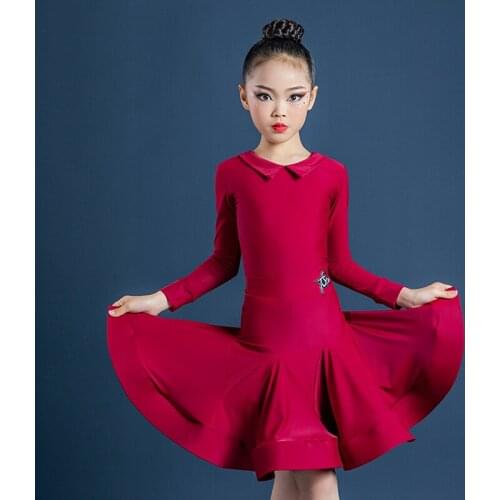 2021 Latin Dance Costumes For Girls Long Sleeve Tops Split Skirts Suit Chacha Samba Tango Latin Dance Competition Dress SL4889