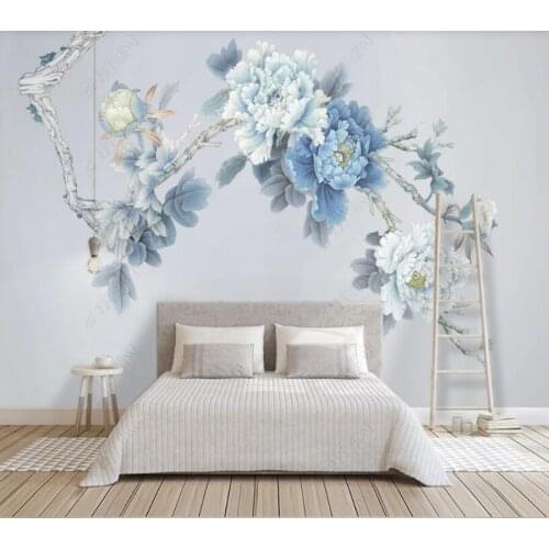 Papel de parede Peony flower in full bloom hand-painted 3d wallpaper,living room tv wall bedroom wall papers home decor bar