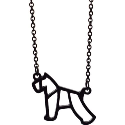4 Colors Origami Miniature Schnauzer Necklace Geometric Jewellery Origami Schnauzer Pendant Necklace Women Pet Dog Jewellery