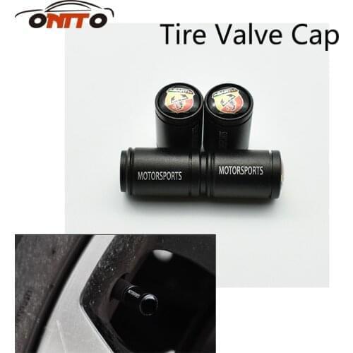 4 Piece Matte black Car-Styling ABARTH Emblem Car Tire Valve Caps Metal Badge Tyre Stems Cover Tire Accessories