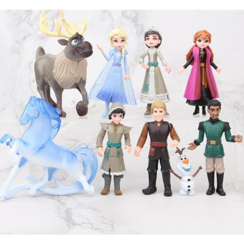 9pcs/Lot 5-11cm Disney New Movie Frozen 2 Anna Elsa Action Figures Kristoff Sven Olaf Pvc Model Dolls Collection Tos For Girls