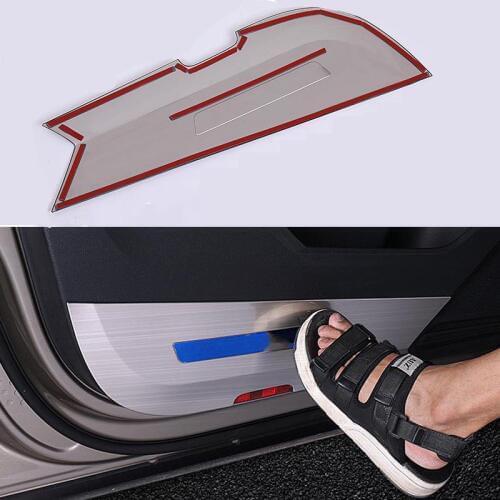Car Stainless Steel Door Anti-Kick Pad Carbon Fiber Door Protection Film For Volkswagen VW Tiguan MK2 2018 2019 2020 2021