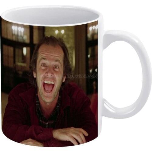 Jack Nicholson The Shining Still-Stanley Kubrick Movie White Mug White Ceramic Tea Cup Birthday Gift Milk Cups and Mugs Movie St