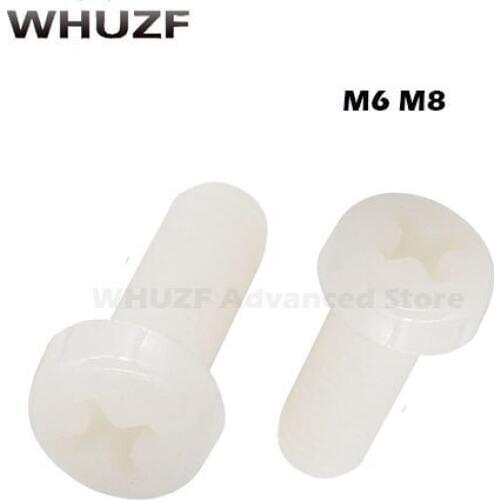 Free shipping M6/8 GB Round Head Pan Head Nylon Screw,Cross Nylon Screw, Plastic Screw M6/8*10/12/15...60