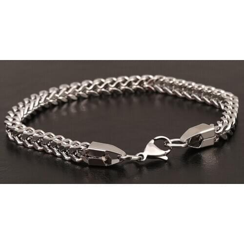 Mens Simple 22Cm Stainless Steel Curb Cuban Link Chain Bracelets For Women Unisex Wrist Jewelry Gifts
