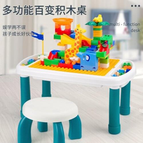 The Wooden Table Is Compatible with Lego Childrens Multi-functional Game Table