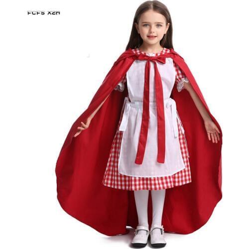 XS-L Girls Little Red Riding Hood Cosplay Halloween Anime Costume Kids Children Carnival Purim Masquerade Stage play Party dress
