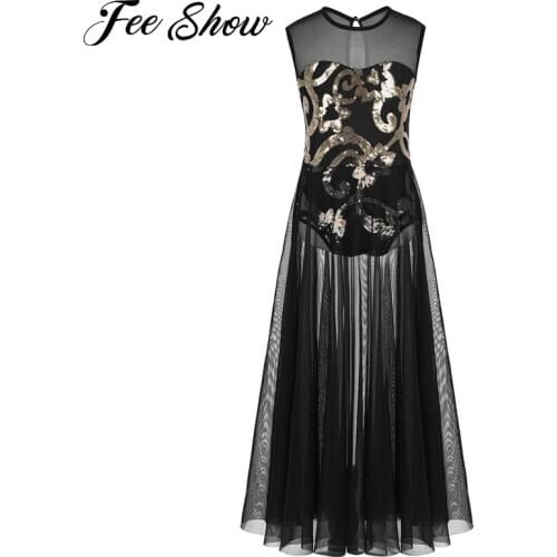 Kids Girls Sequin Latin Dance Dress Ballet Leotards for Girls Dance Costume Sleeveless Gatsby Ballerina Dancewear Ballroom Dress