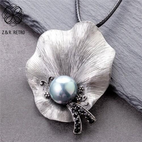 Big Leaf Pendant Long Necklace for Women Vintage Jewelry White Beads Suspension Rope Chains Chokers Wholesale Jewellery 2021 New