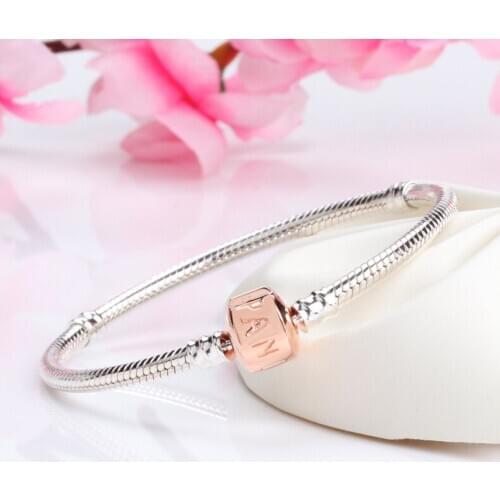 TOP SALE Authentic 100% 925 Sterling Silver Classic Clasp Snake Bone Bracelet for Christmas Gift