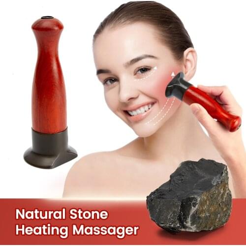 Usb Electric Massager Bian Stone Heating Face Massage for Neck Tighten Lift Facial Skin Guasha Energy Stone Needle Warm Guasha