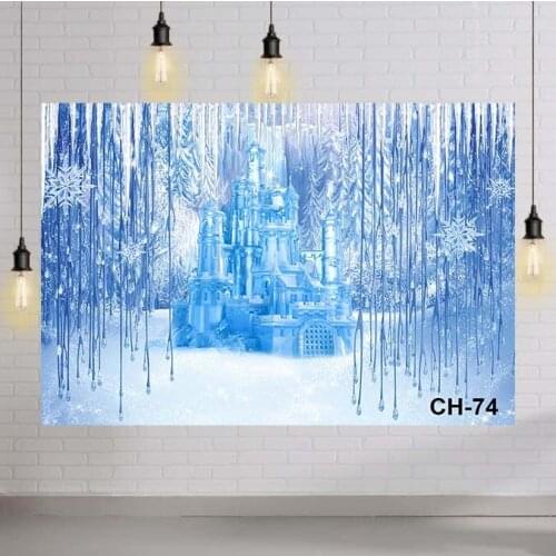 Photography Backdrops Christmas Winter Frozen Castle Snow Ice Crystal Pendant World Background for Children Photo Studio Props