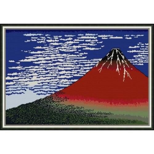 Fuji Mountains in clear Weather cross stitch kit aida 14ct 11ct count printed canvas stitches embroidery DIY handmade needlework