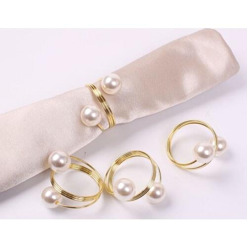 New pearl napkin buckle, silver hoop hotel party table decoration napkin rings, napkin circle