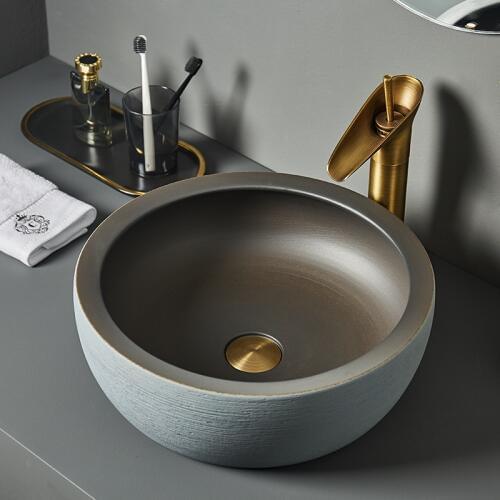 41*15cm Washbasin Round Art Basin Ceramic Washbasin Above Counter Ceramic Gray Toilets Ez Shampoo Basin