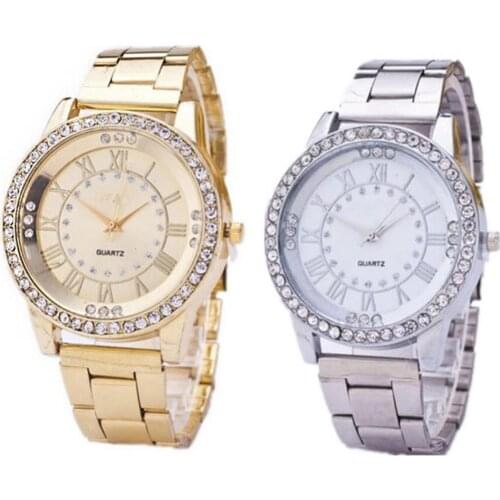 Hot Sales Fashion Women Rhinestone Roman Numerals Analog Quartz Alloy Band Wrist Watch