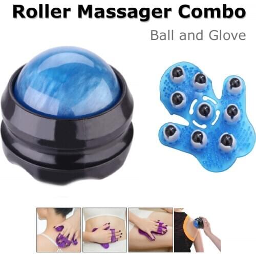 1 Set Roller Massager Combo Ball and Palm Shaped Massage Glove Body Massager For Pain Relief Body Massager