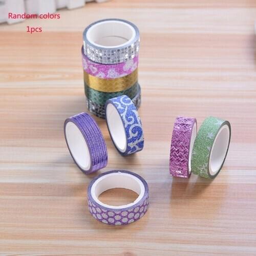 Flash Color Tape Cute DIY Label Tape Paper Children Decoration Scrapbook Cartoon Tape Office Stationery Gift Style Random