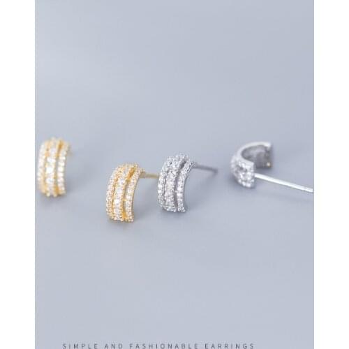 Modian New 925 Sterling Silver Glittering Zircon Alphabet C Stud Earrings for Women Trendy Wedding Party Fine Jewelry Bijoux