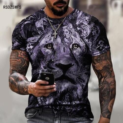 Fashion Tiger Head Pattern Men 3D T Shirt Summer Street Style Personality Short-Sleeved MenS Funny Harajuku T-Shirt