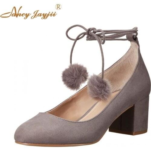 Nancyjayjii Female Shoes Woman Pupms Flock Solid High Spike heels Round Toe Ankle Strap Casual Basic Fashion Sweet Leisure 2021