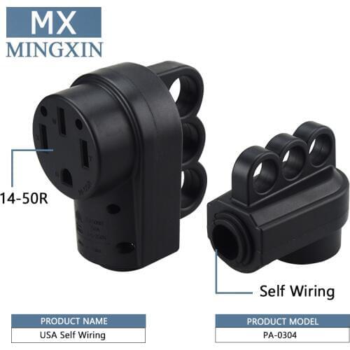 [Nema 14-50R] 50 Amp Heavy Duty RV EV Replacement Socket, Nema 14-50R Female, 50AMP Replacement Power Plug Assembly