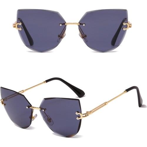 New Rimless Cat Eye Sunglasses Fashion Design Metal Glasses Uv400 Eyewear Decorative Glasses 2021 Womens Glasses Eyeglasses