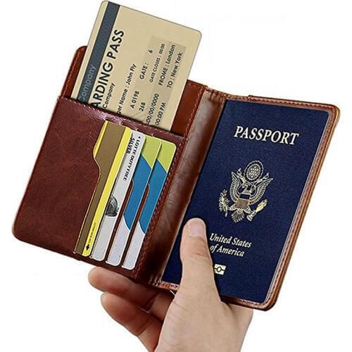 Travel Accessories Passport Holder Cover Vintage PU Leather Women Men RFID Business Credit Wallet Storage Case Organizer Card