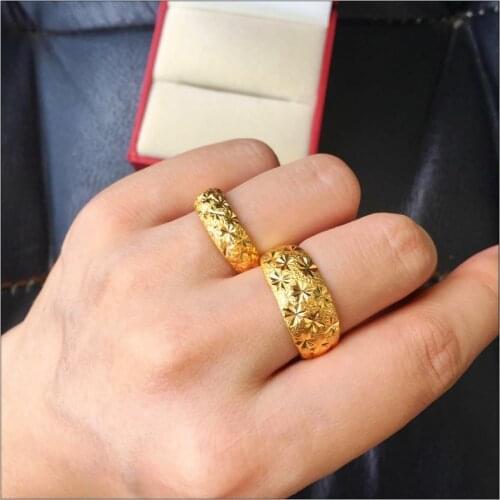 African Gold GP Lovers Engagement Rings For Man Women Stars Finger Ring Bague Femme Anillo Wedding Jewelry Accessories Bijoux