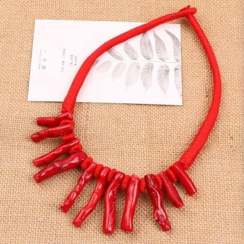 Charming Arrival Fashionable Red Coral stone baroque Necklace Choker woman Turquoises Exaggerated Coral Stone Jewelry