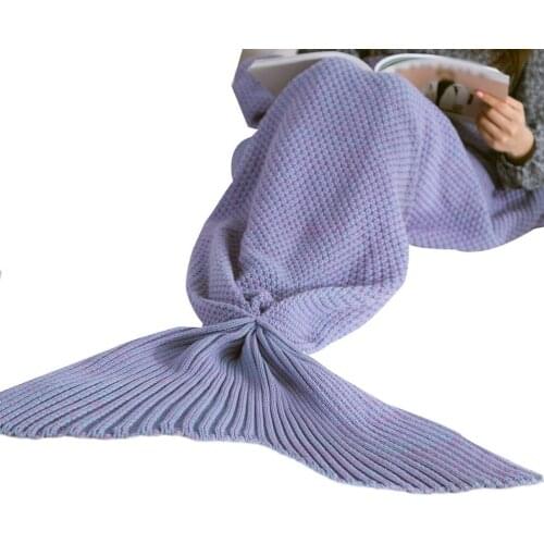 5 Colors Mermaid Tail Blanket Lady Soft Handmade Sleeping Bag Fashionable Knitted Blanket Fishtail Sleeping Bedspreads