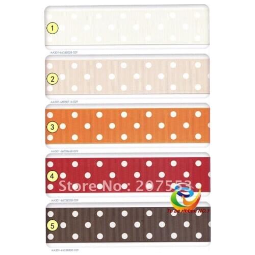 Wholesale 100 yards/ROLL 1-1/2"(38mm)Sweet Polka Dots Grosgrain Ribbon WY-043 FREE SHIPPING