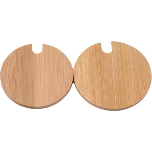 Wholesale Bamboo Cup Jar Storage Canning Lids Drinking Mug Covers Reusable Seal Ring Pine Wooden Lid Caps For Glass Ceramic Mugs