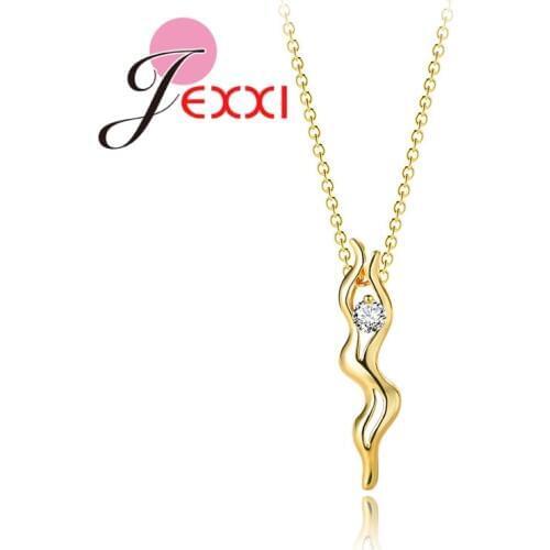 Beautiful Dance Girl Curve Design Elegance 925 Sterling Silver Pendant Necklace for Women 24K Gold Color Fancy Jewelry