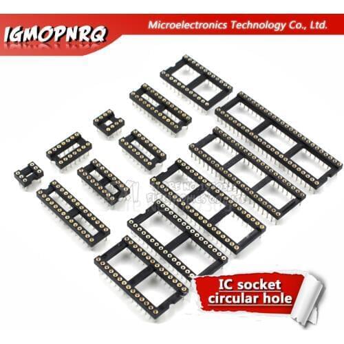 10PCS Round Hole IC socket Connector DIP 6 8 14 16 18 20 24 28 40 pin Sockets DIP6 DIP8 DIP14 DIP16 DIP18 DIP20 DIP28 DIP40 pins