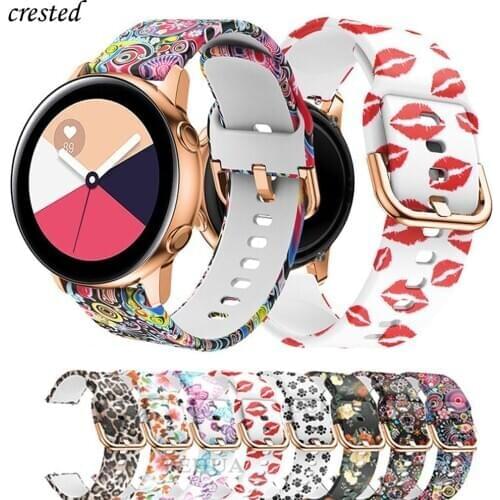 20mm watch strap for Samsung Galaxy Watch active 2/42mm Gear S2/Sport band Printed silicone bracelet Amazfit bip active2 42 mm
