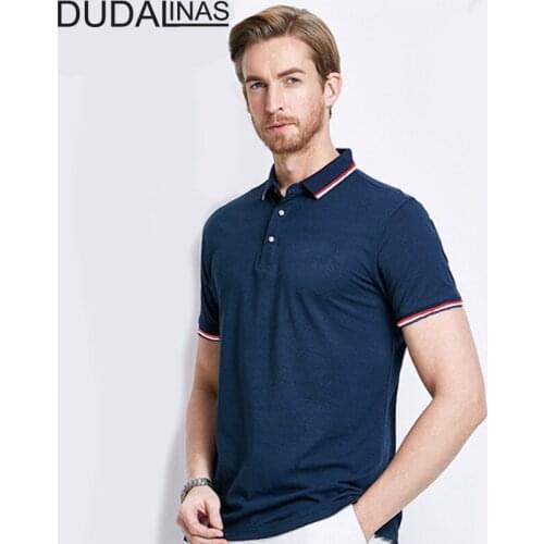 Dudalinas Short Sleeve Polo Shirt Men 2020 Summer Casual & Business Brand Embroidery Striped Polos Shirts Para Hombre